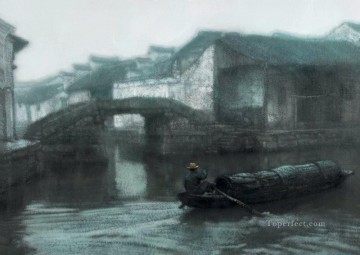 山水の中国の風景 Painting - 夜明けの山水中国の風景の周町